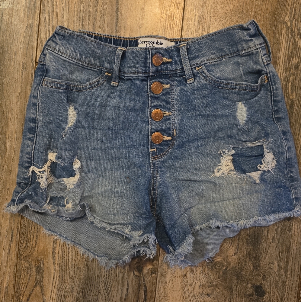 Abercrombie Kids Blue Distressed Denim Shorts